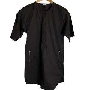 Theory Floryn Black Cotton Poplin High Neck Mini-Dress Size small chic gothic